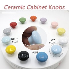 10-Pack Sky Blue Ceramic Cabinet Knobs 1.26 for Kitchen, Bedroom Office