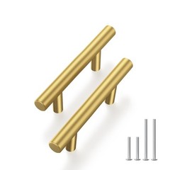 20 PCS 21/2 Inch Gold Cabinet Handle Drawer Pull Brushed Stainless Steel