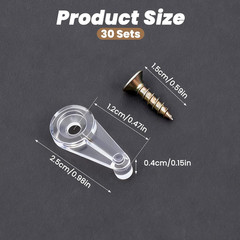 30 Pcs Cabinet Door Glass Retainer Clips Kit 4Mm Plastic Glass Retainer Clips wi