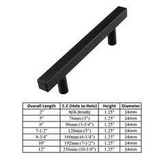 Black Modern Cabinet Handles T Bar Pulls Kitchen Drawer Hardware Stainless Steel