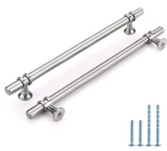 Rergy 10Pk Cabinet Pulls Brushed Nickel 7.5″ (192mm) Hole Center Cabinet Pulls