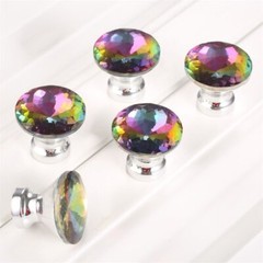 Diamond Crystal Glass Furniture Door Pull Handle Drawer Cabinet Knob Hardware HQ