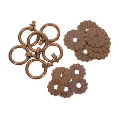 5Pcs Light Brown Brass Cabinet Door Pulls Vintage Decorative Handles Set