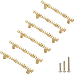 6Pcs Bamboo Shape Solid Zinc Alloy Cabinet Knobs Handles, Dresser Drawer Cabinet