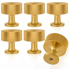 Pack Solid Brass Cabinet Knobs, 2mmx2mm Brushed Round Gold Handles – 1 Inch 6