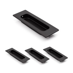 Black 120mm Flush Sliding Closet Door Pulls Recessed Finger 4.75 Inch 4 PCS