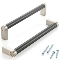 10 Pack 6-1/4 Inch Knurled Black and Nickel Cabinet Pulls Matte Black and Bru…