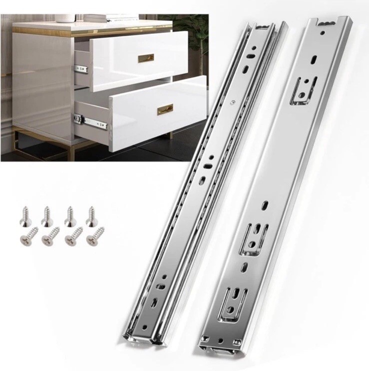 SHUHANG 10” 100 lb Load 3-fold Drawer Slides Silver