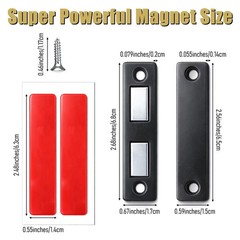4 Pairs 30 Lb Magnetic Door Catch Screw Black Cabinet Drawer Door Magnet Catc…