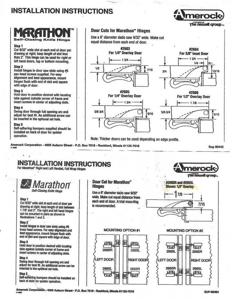 Pair of Amerock Marathon Full Wrap White 1/2″ Overlay Knife Hinges, CM2665-W