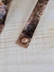 Antique Copper Metal Door Handle Pull Hammered Rustic Design 4 7/8 in