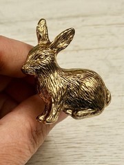 Metallic Rose Gold BUNNY RABBIT Metal Knob Drawer Pull Animal Nature Nursery NEW