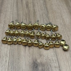 Lot Of 30 Brass Cabinet Drawer Round Mushroom Pulls