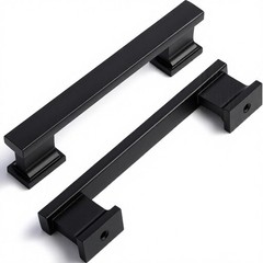 10 PCS Matte Black 3.78 Inch 96mm Square Cabinet Handles Kitchen Drawer Pulls