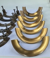 Lot of 12 Vintage Brass MCM Cabinet Drawer Pulls Half Circle Style Design