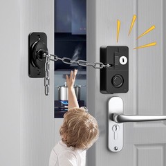 KIZZHISI Child Door Lock with Abnormal Alarm Black 2Pack