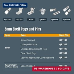 QP1501 5mm Clear Shelf Pegs 25 pcs, Shelf Pins Support Pegs for Shelves