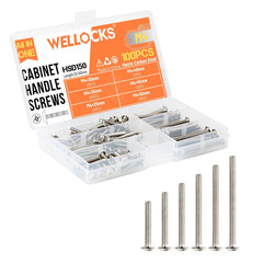 Cabinet Pulls Knobs Screws M4 25-50Mm 100 PCS Assortment Machine Screws Pan Wash