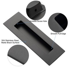 Malimali 6 Inch Recessed Finger Flush Pulls for 6 Inch, Stainless Steel Black