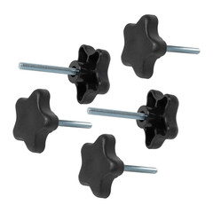 QNB3010 5-Pack 2″ Black 5-Star Stud Knobs, 1/4″-20 for Easy Installation
