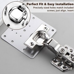 20 PCS Cabinet Hinge Repair Plate Kit Stainless Steel Large Fix Board Screws
