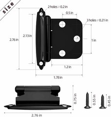 40Pcs Matte Black Cabinet Hinges Overlay Self Closing for Kitchen Cabinet Door