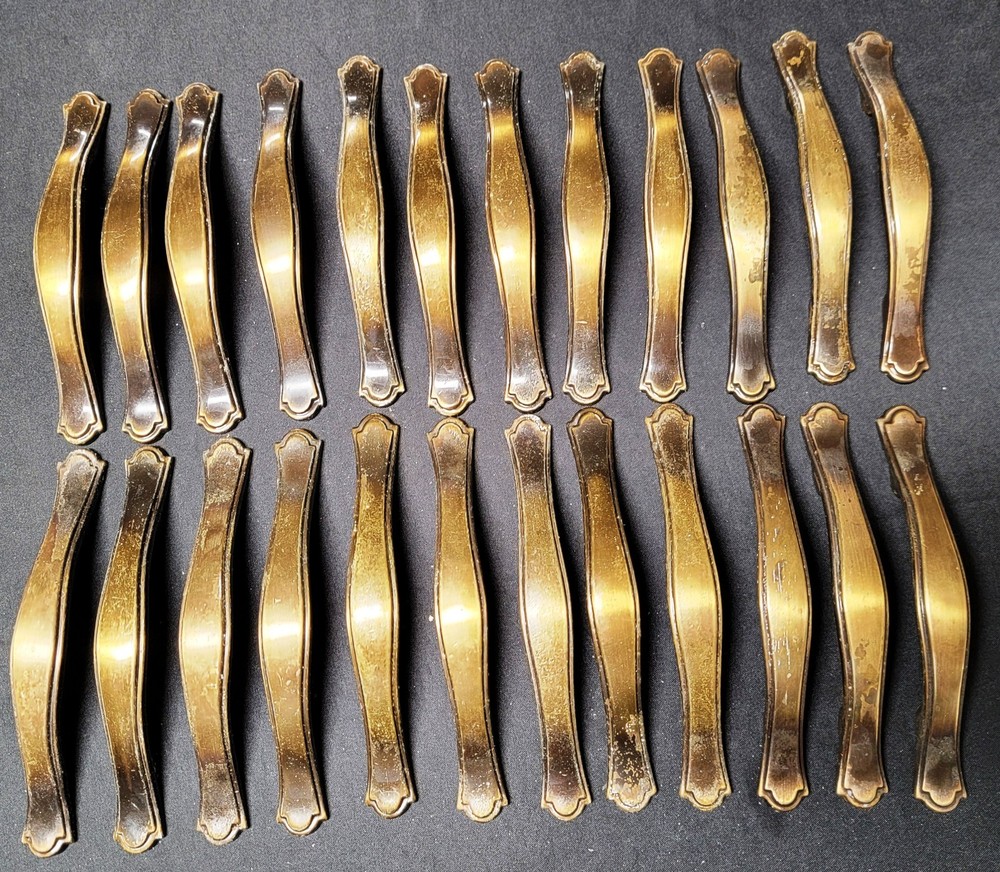 Vtg 24 Amerock 63841 Antiqued Brass 5-1/8″ Arched Cabinet Handle Pulls 3″ CTC