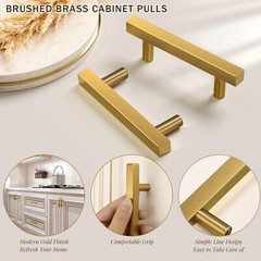 Stainless Steel Kitchen Square Cabinet Handles Black Gold T Bar Drawer Pulls Lot