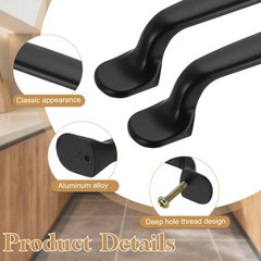 10 Pcs 5.1″(130mm) Drawer Pulls Aluminum Alloy Kitchen Handles Black