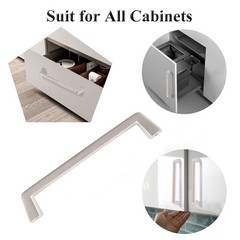 6Pack Nickel Brushed Cabinet Handles Satin Drawer Knob Metal Solid Pull Rod