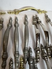 42 VTG Cabinet Pull Handles 27 Brass + 15 Silvertone + 11 Screws Matching Style