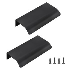 2 PCS Black 80mm/3.15″ Back Mount Finger Edge Pull Hidden Cabinet Handle