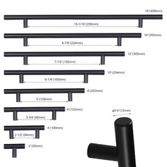 30 Pack Kitchen Cabinet T Bar Black Matte Handles Stainless Steel Drawer Pulls