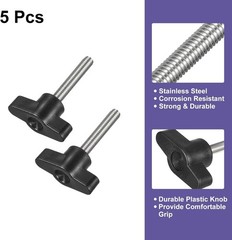 5Pcs T-Shaped Clamping Screw Knob, M6 x 35mm Rust-Proof Stainless Steel