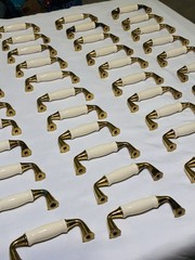 43 Metal Ceramic Gold White Cabinet Drawer Handle Pulls Traditional FOR REPAIR