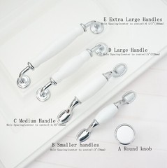 3.75″ 5″ 6.3″ White Ceramic Dresser Drawer Pull Handles Kitchen Cabinet Knobs H