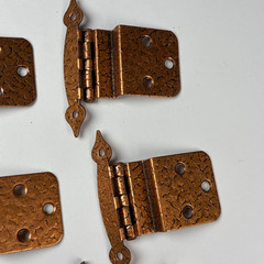 Vintage Ajax Cabinet Door Hinges with Screws Hammered Copper Finish Lot of 6
