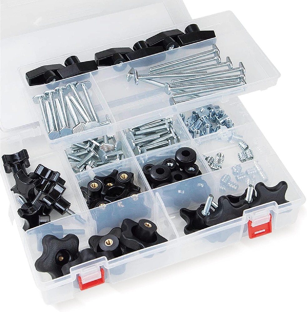 POWERTEC 71127 128 Piece Set T Track Knob Kit w/ 5 Star Knob, Pack of 1