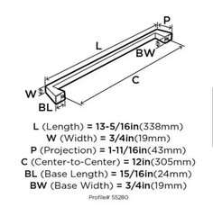 Amerock BP55280G10 Blackrock 12 in Center-to-Center Satin Nickel Appliance Pull