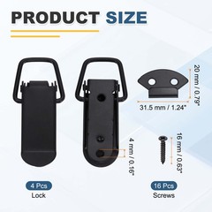 4 Pcs 0.8 Inch Cold-rolled Steel Spring Loaded Toggle Latch with Screw, Black