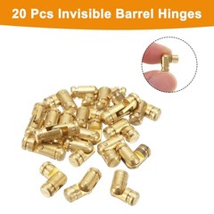 20Pcs Invisible Barrel Hinges 5mmx15mm Brass Concealed Hinge Gold