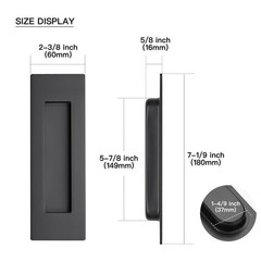 2 Pack Black Sliding Closet Door Handles Black Flush Pulls 7in Length Recesse…