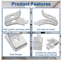 12 Pack Pilaster Shelf Support Clip, Adjustable Stainless Steel Shelving Bracket