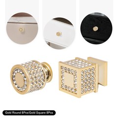 8* Modern Gold Cabinet Knob Shiny Cabinet Knob Round Furniture Handles.