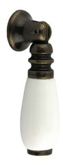 (5 Pack) 2-5/8 inch Teardrop Pendant Drop Pull White Ceramic & Antique Brass