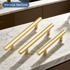 30 Pack 3 Inch Hole Center Brushed Gold Cabinet Pulls, Brushed Brass Kitchen Cab