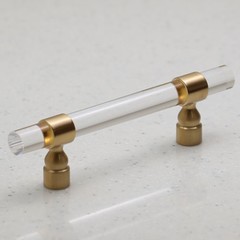 Lucite on Satin Gold – Knob & Pulls – Modern Gold – Clear Acrylic Cabinet