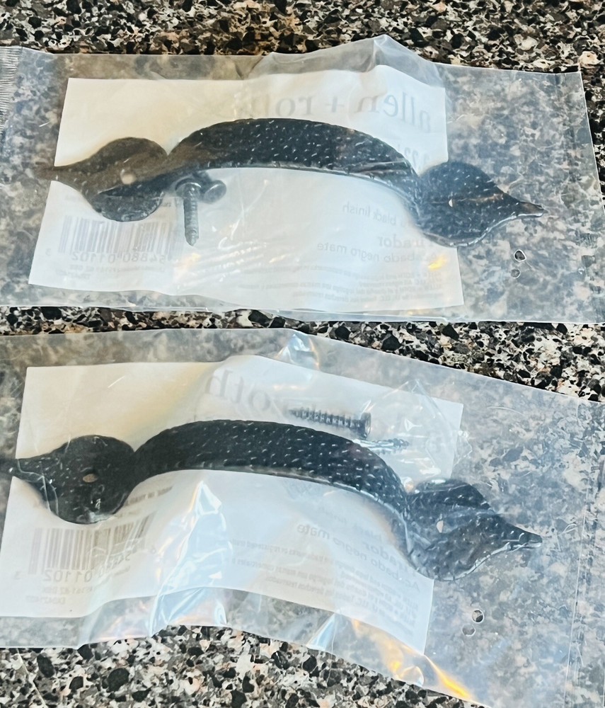 Allen & Roth Hammered Metal Drawer Pulls Black Matte Finish Set Of 2 New Sealed