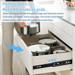 Push to Open Drawer Slides 5 Pairs Full Extension 12 14 16 18 20 22 24 Inch Side