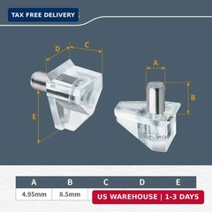 QP1501 5mm Clear Shelf Pegs 25 pcs, Shelf Pins Support Pegs for Shelves